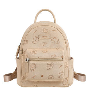 爱路喜联名包包女2025秋冬新款绒面双肩包可爱通勤小背包大学书包