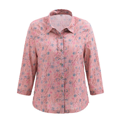 妈妈装春夏季新款七分袖纯棉衬衫