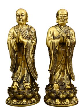 佛祖弟子阿难迦叶尊者铜佛像摆件