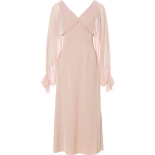 从那以后法式风连衣裙年会缎面裙子高级感粉色礼服度假长裙女秋冬