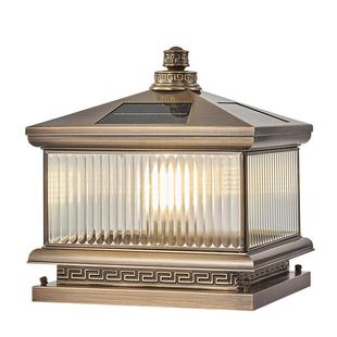 太阳能柱头灯别墅大门两侧柱子灯全铜新款室外户网红现代中式防水