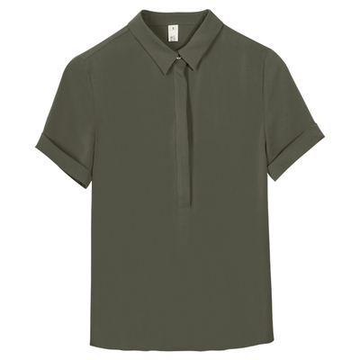 雪纺夏季洋气遮肚子垂感短袖衬衣