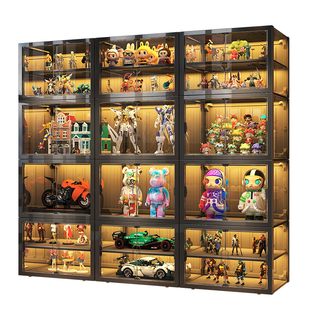 手办展示柜适用乐高积木透明盲盒收纳盒子摆件高达车模型陈列架子