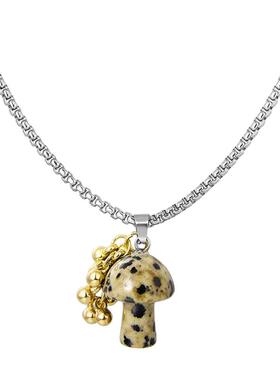 斑点蘑菇毛衣链DH7钛钢男女