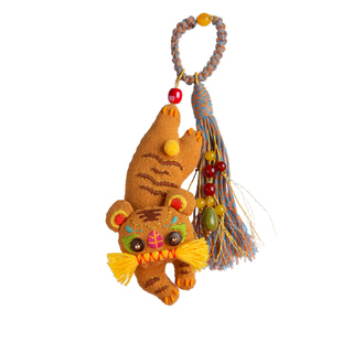 阿卡手工刺绣diy材料包生肖虎钥匙扣马年平安符包挂件送朋友礼物