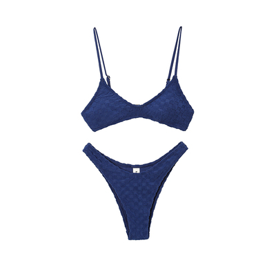 Limone蓝色比基尼绝美度假风泳衣