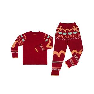 【特惠半边绒】likeuu儿童家居服红色男女孩加厚睡衣套装冬本命年