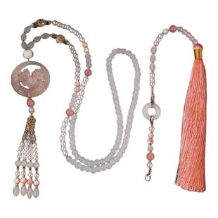 新中式汉服粉色璎珞项链马面流苏背云中式复古项链古风明制配饰品