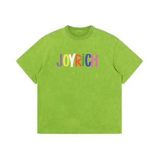 JOYRICH美式街头宽松水洗彩虹涂鸦短袖圆领T恤25春秋款男女同款