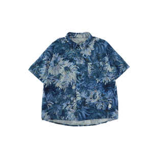 oddtails男童夏季花衬衫纯棉2026新款宝宝薄上衣韩版儿童短袖衬衣