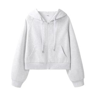 唐狮灰色开春外套女春秋季2026新款小个子短款运动上衣卫衣开衫VB