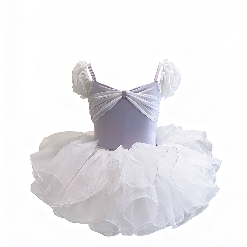 儿童舞蹈服夏季少儿芭蕾舞练功服跳舞纱裙公主蓬蓬裙体操服泡泡袖