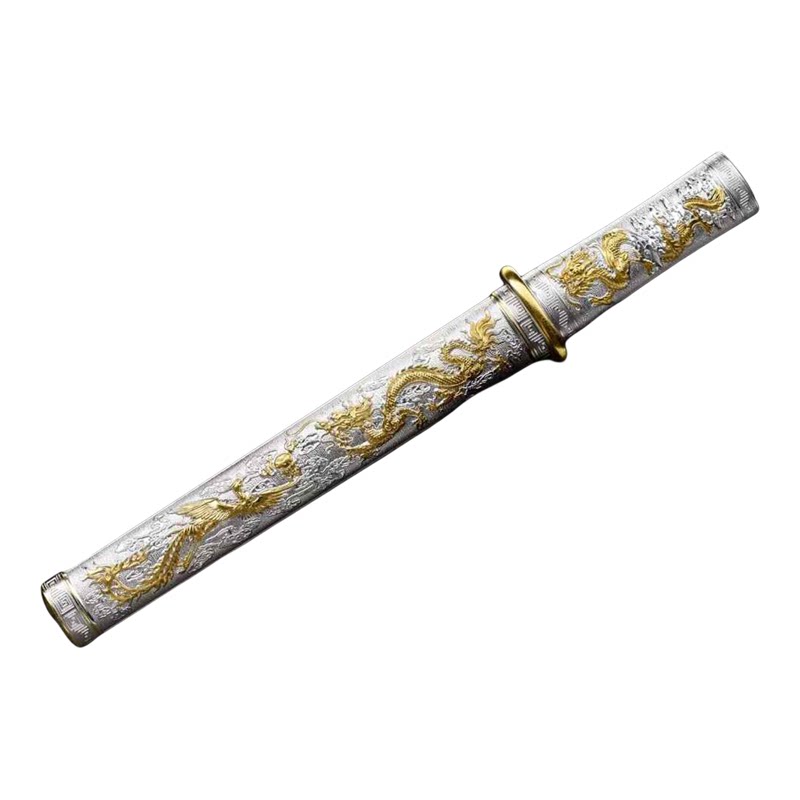 龙泉花纹钢手工锻造短剑未开刃