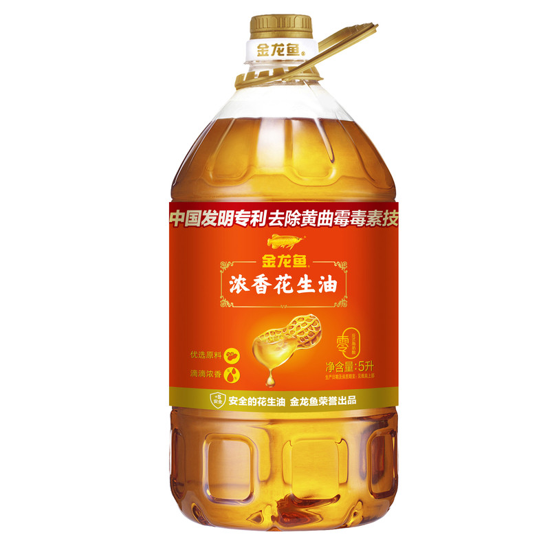 金龙鱼浓香花生油5L 桶装家用炒菜烹饪压榨一级花生油 食用油团购