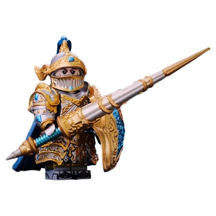 圆桌骑士中世纪兰斯洛特亚瑟王骑士战马盾牌第三方积木人仔玩具