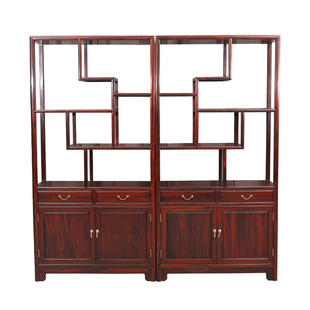 红木博古架 印尼黑酸枝新中式带抽多宝阁 阔叶黄檀古董架展示架