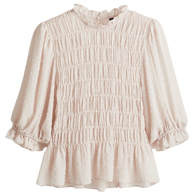 HM女装衬衫夏季缩褶圆点薄纱上衣1290633