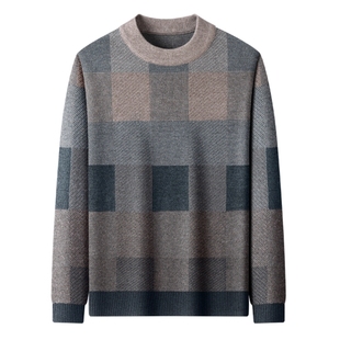 2025新款男士羊毛衫恒源祥半高领加厚保暖毛衣中年爸爸冬装羊绒衫