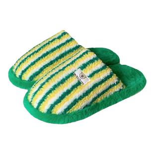 细细条 撞色条纹ins棉拖鞋秋冬季情侣网红个性保暖毛绒家居鞋男女