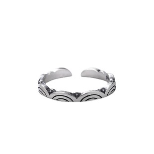 「道系」道家s925纯银复古亚光祥云戒指民族风男女简约开口可调节