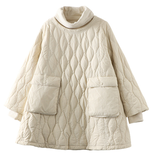 汉元素大口袋假两件套头羽绒服女中长款正品高领时尚洋气宽松上衣