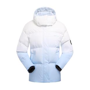 探路者羽绒服女短款轻薄保暖连帽新款时尚渐变极光鹅绒加厚面包服