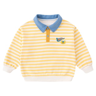 嘟嘟家儿童polo卫衣男童条纹衣服女童春秋长袖上衣宝宝春季童装类