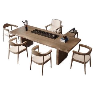 现代简约实木茶桌椅组合新中式办公桌带茶台一体式2025新款高端桌