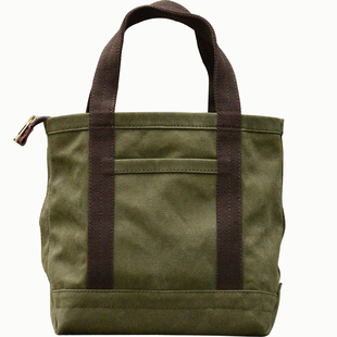 重磅厚硬挺帆布托特tote包 军绿 咖啡带 单肩斜挎手提 uivy设计