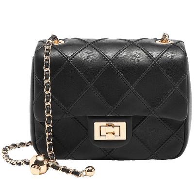 百丽包包女25夏百搭小方包小香风菱格华夫饼单肩绗缝包X7307BX5