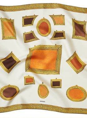 【季末优惠】VERSACE/范思哲 男女同款印花真丝斜纹围巾70厘米