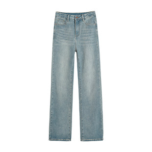 加绒牛仔裤女2026新款巨好看冬季加厚小个子高腰浅色窄版直筒裤子