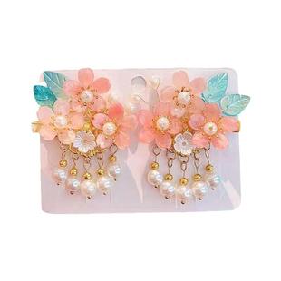 汉服头饰女儿童古风步摇流苏发卡女童古装头饰小女孩公主花朵发夹