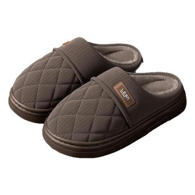 防水防滑防臭男士秋冬毛绒皮拖鞋