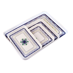茶杯托盘 家用创意 现代简约茶盘水杯青花瓷托盘长方形大塑料超大