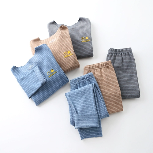 Бархатный удерживающий тепло детский комплект, термобелье для мальчиков, пижама, бархатное демисезонное осеннее нижнее белье, осенний