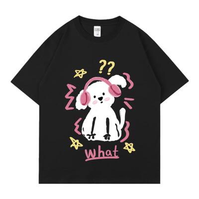 听音乐的狗狗纯棉短袖男女