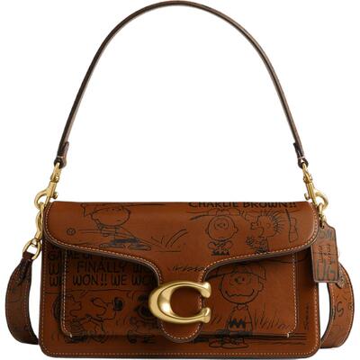 COACH/蔻驰奥莱女士COACH X PEANUTS NEWSPAPER印花TABBY单肩包