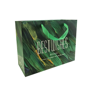 高级感油画花园加厚包装袋复古风绿色礼品袋服装店手提袋定制纸袋