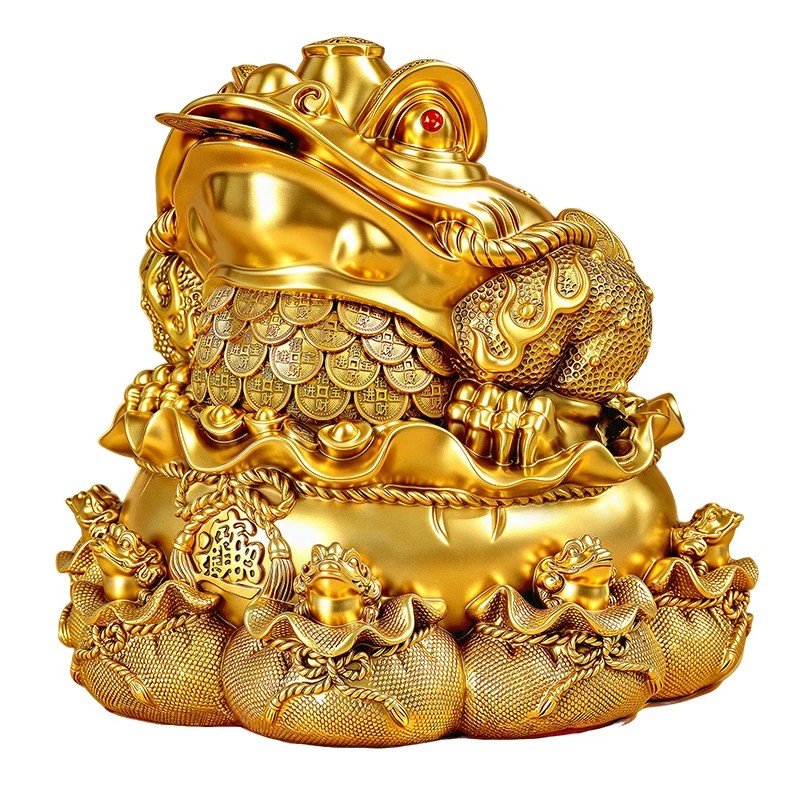 泰山祈愿,纯黄铜制金蟾摆件