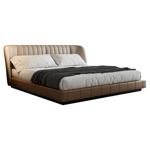 JORDON高端豪华真皮床主卧意式轻奢双人床极简现代大床2米婚床