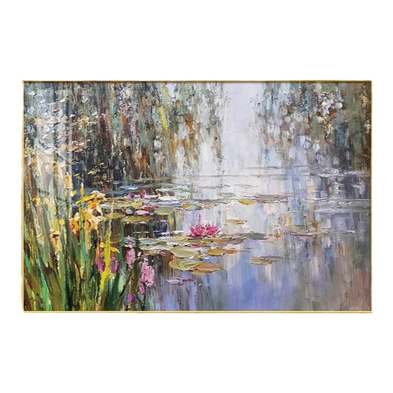 客厅莫奈睡莲装饰画名画手绘油画