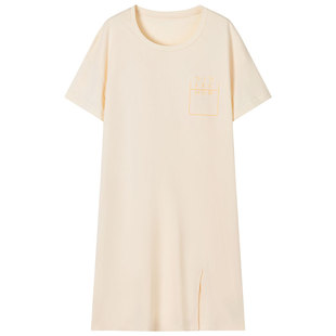SCHIESSER舒雅女士纯棉圆领亲肤透气带胸垫连衣裙家居服睡裙22963