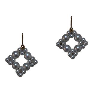 半觉方块手工编织白玉淡水极光珍珠设计款优雅绝色美百搭耳钉项链