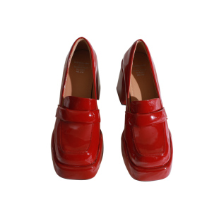 莲花府邸2025超高跟单鞋防水台女鞋小个子增高红色小皮鞋里外全皮