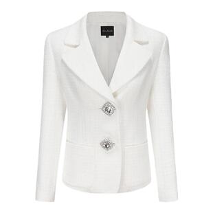 【刘亦菲同款】NanaJacqueline编织西装钻扣小香风外套高智感穿搭