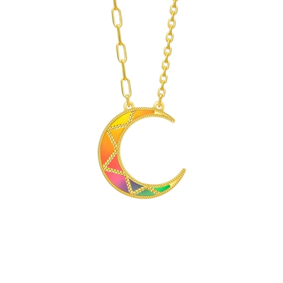 周生生Essence永5G黄金小月牙黄金项链足金套链炫彩珠宝94125N