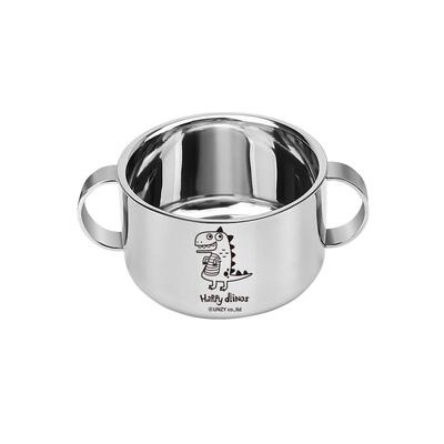 316不锈钢儿童带手柄带盖汤碗