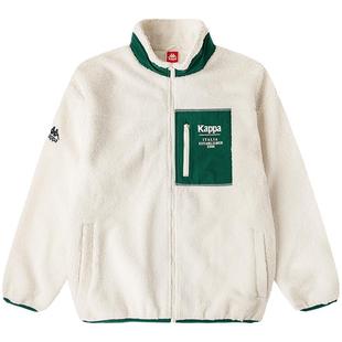 Kappa卡帕羊羔绒夹克外套冬情侣男女拼色泰迪绒保暖长袖上衣