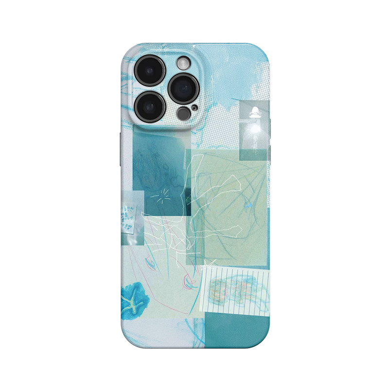 蓝色碎片~适合夏天创意拼贴适用iPhone16/15pro手机壳新款华为mate70小米14畅享70vivoS19软iqooneo10苹果14